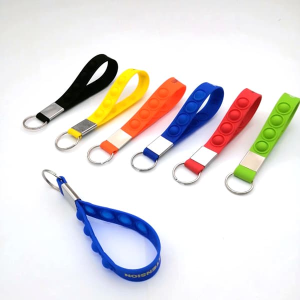Push pop stress reliever keychain