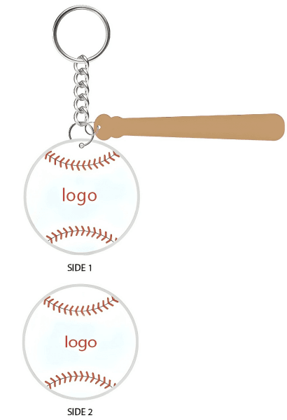 Baseball bat and baseball acrylic keychain